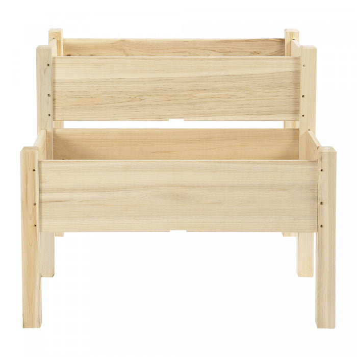 Outsunny 34\"x34\"x28\" 2-tier Raised Garden Bed Wooden Planter Box For Backyard, Patio To Grow Vegetables, Herbs, And Flowers