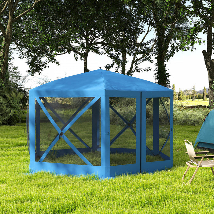 12' X 12' Pop Up Screen Tent, Camping Shelter Picnic Canopy, Blue