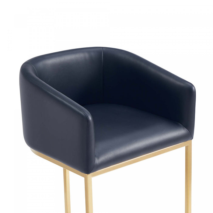 Louvre Mid-Century Modern Metal Upholstered Counter Stool in Black - Set of 2 Bar Stool