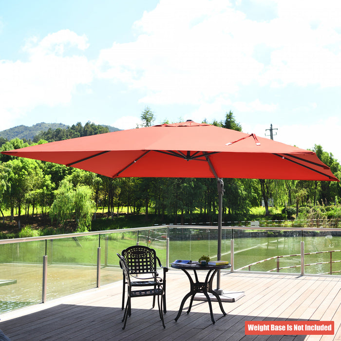 Costway 10'x13' Patio Offset Cantilever Umbrella Aluminum 360° Rotation Tilt Orange