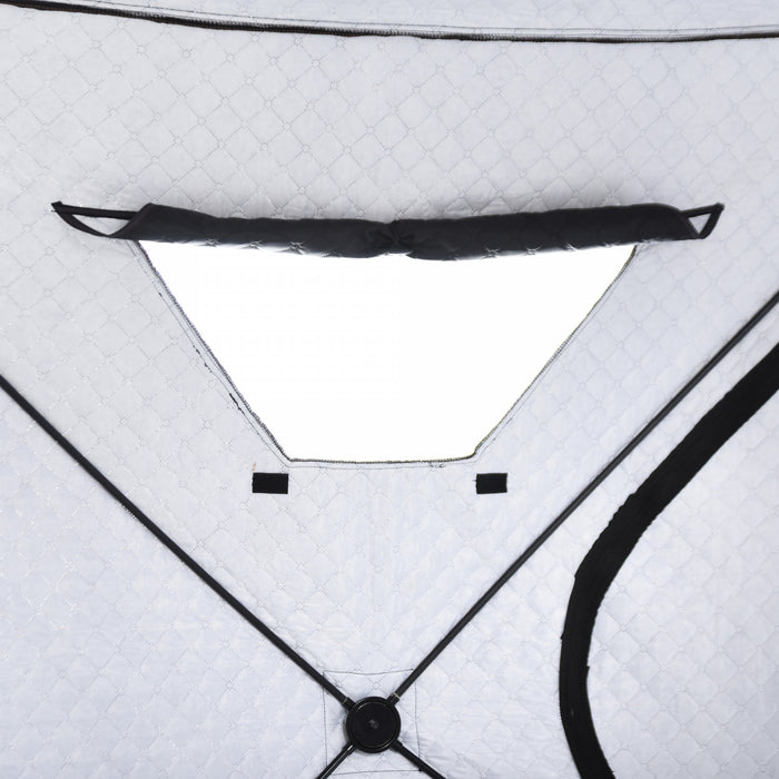 Outsunny 4-person Insulated Ice Fishing Tent, Portable Ice Fishing Shelter With Ventilation Windows, Carry Bag, Two Doors And Anchors For Low-temp -22℉