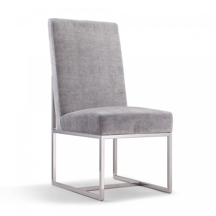 Element Modern Velvet Metal Dining Chair in Gray - Set of 2