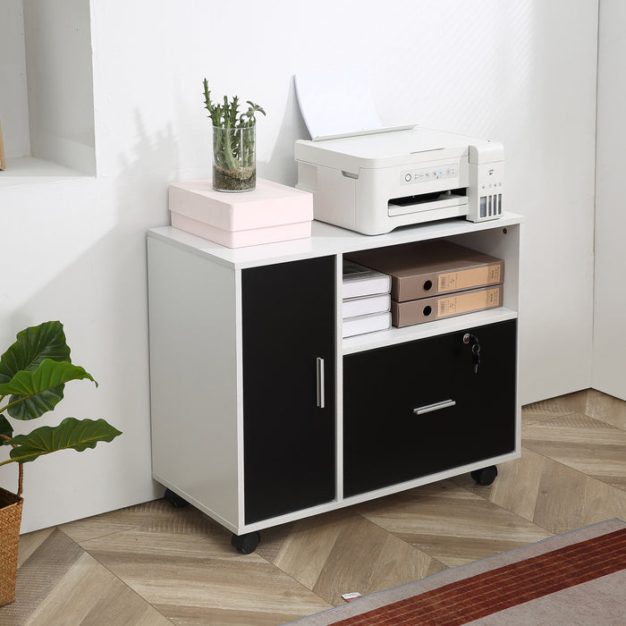 Homcom Lockable Filing Cabinet With Hanging Rail