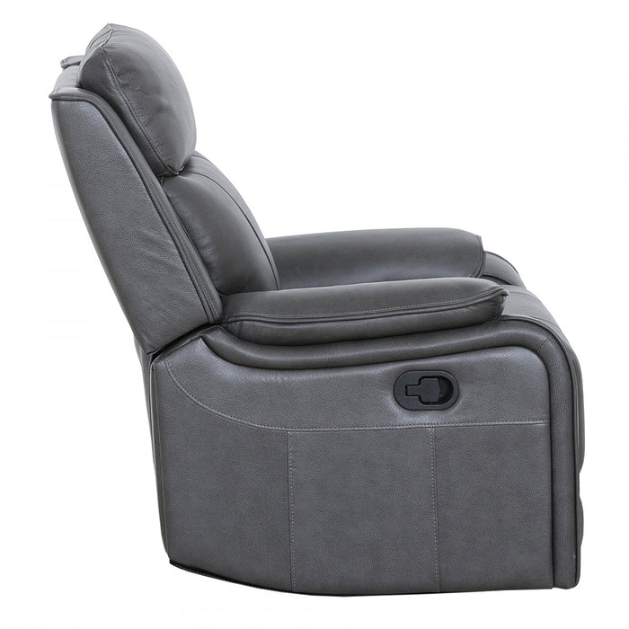 Marlow 37 in. Leather Match Swivel Glider Manual Recliner - Charcoal