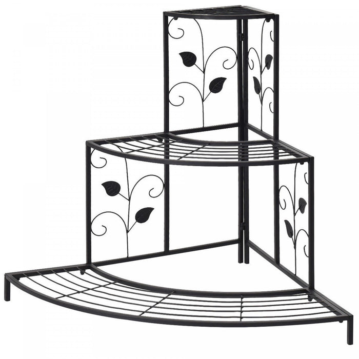 Costway 3 Tier Floral Corner Plant Stand Metal Flower Pot Rack Stair Display Ladder