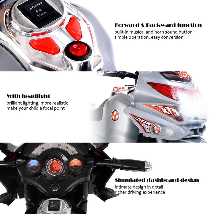 Costway Kids Ride On Motorcycle Powered Electric Toy Power Bicycle 3 Wheel 6v Battery