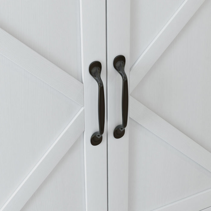 HOMCOM Storage Cabinet, Buffet Sideboard with Barn Door, Shelf, White