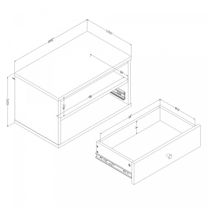 Sazena Led Floating Nightstand - Bleached Oak 