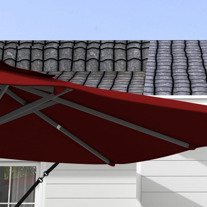 Outsunny 10' X 13' Cantilever Patio Umbrella With Windproof Straps, Red