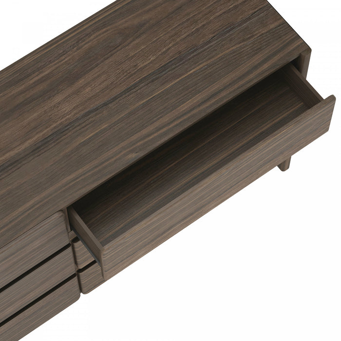 Linda Modern 72\" Dresser in Walnut Brown (6-Drawer)