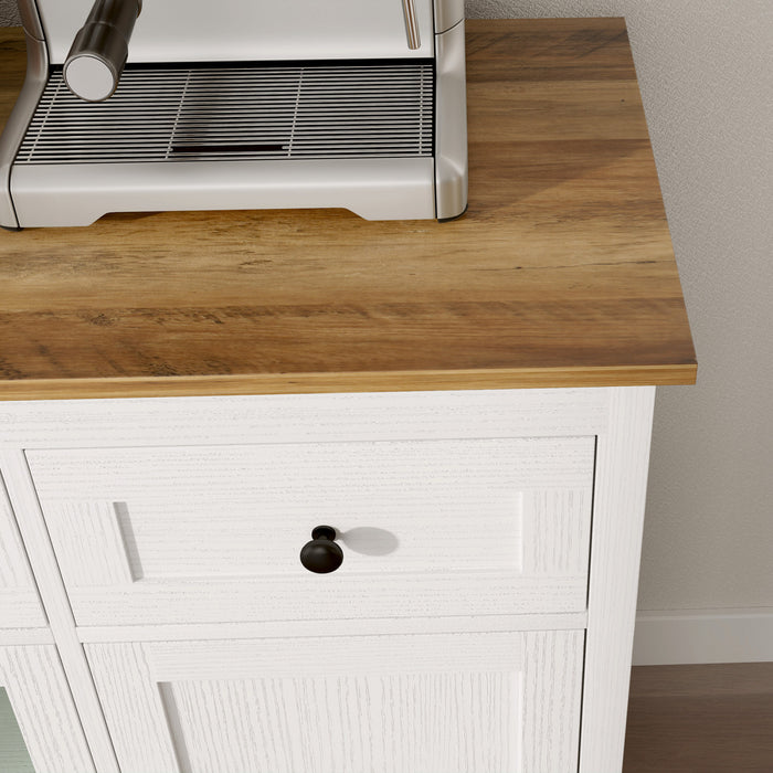 HOMCOM Sideboard Buffet Cabinet, Coffee Bar Cabinet, Distressed White