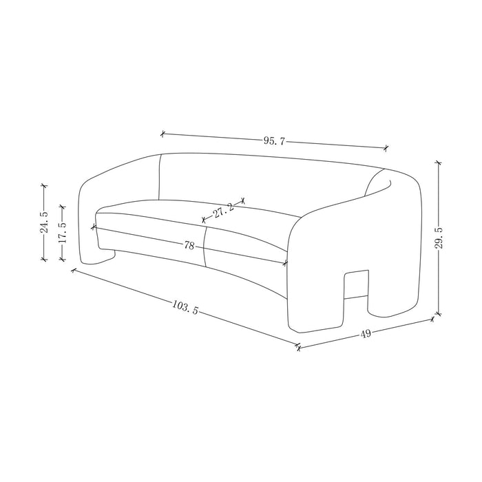 Sylvia Modern Glam 2-Piece Sofa Set in Ivory