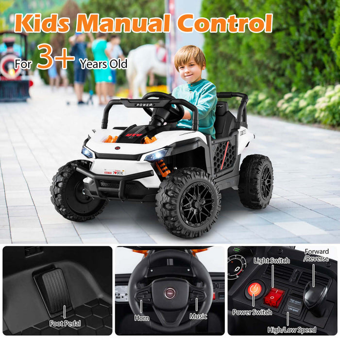 Costway 12v Kids Ride On Truck With Parental Remote 3 Speeds & Reverse Forward Function White