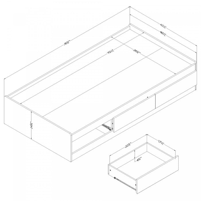 Noah 3-Drawer Mates Bed Bleached Oak - South Shore Twin Bed