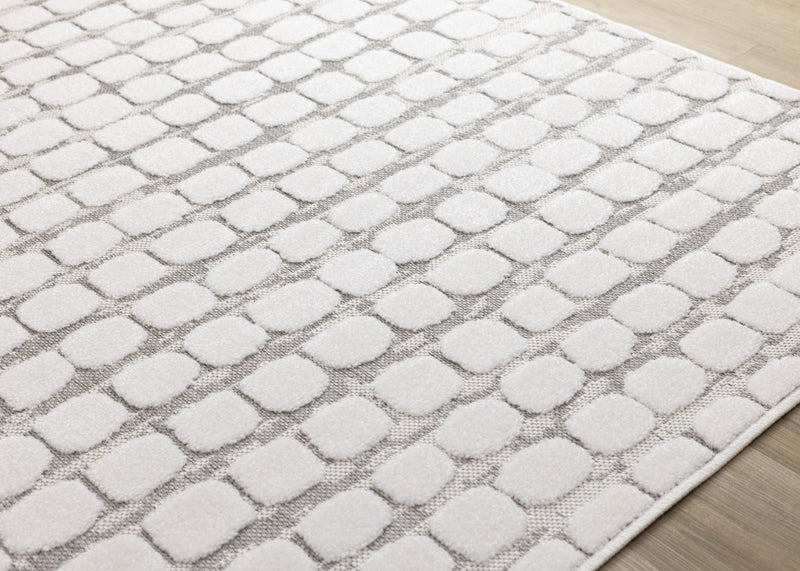 Oslo White Great Pebble Patterned Rug, 6'7\" x 9'6\" Indoor Area Rug