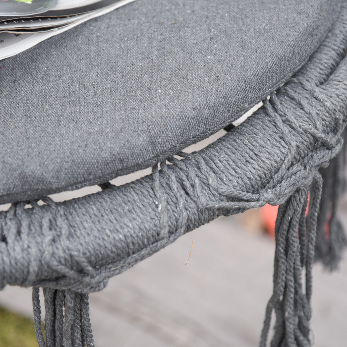 Outsunny Hanging Rope Deck Hammock, Dark Grey