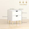 Modern Nightstand Set of 2, Bedside Table with 2 Drawers and Wood Legs