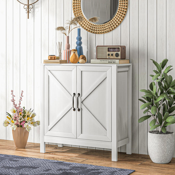 HOMCOM Storage Cabinet, Buffet Sideboard with Adjustable Shelf, White