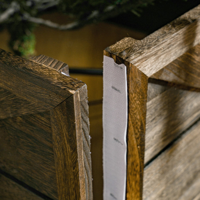 HOMCOM 28\" Wooden Christmas Tree Collar Box Dark Distressed Wood Finish