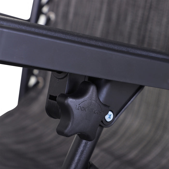 Outsunny 2 Piece Foldable Lounge Chair With Canopy Shade, Dark Grey