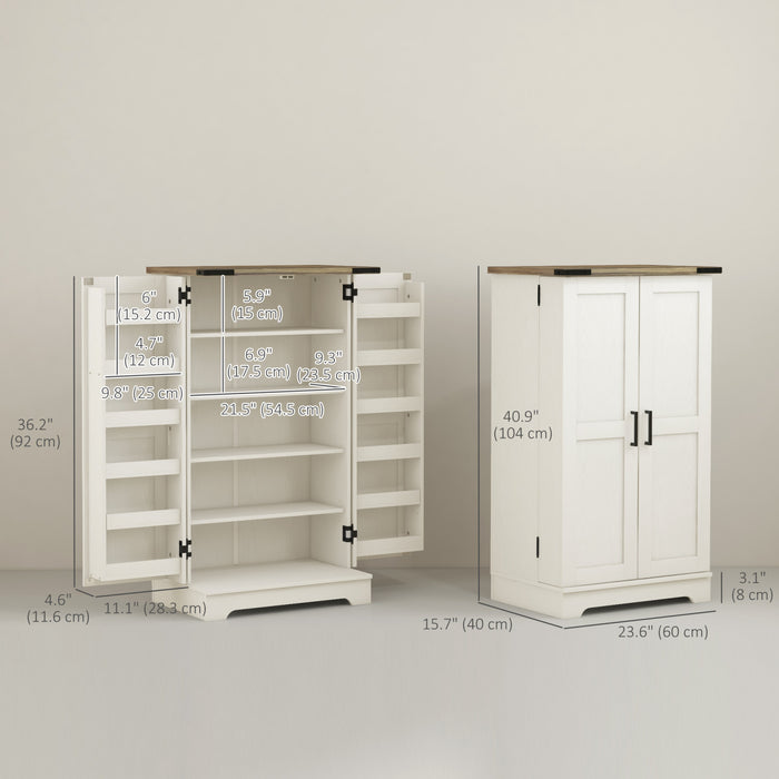 HOMCOM Kitchen Pantry Storage Cabinet with Adjustable Shelves Cream White