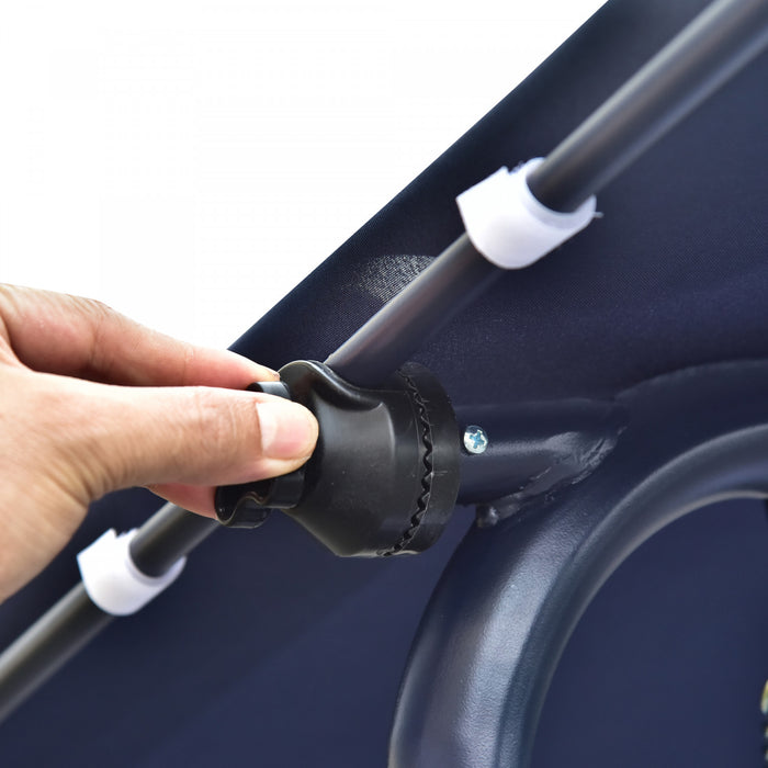 Outsunny 3-seat Patio Swing Chair, Outdoor Porch Swing Glider With Adjustable Canopy, Removable Cushion, And Weather Resistant Steel Frame, For Garden, Poolside, Blue & White