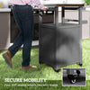 Outsunny Grill Table with Stainless Steel Top, Pizza Oven Table with Storage Cabinet, Spice Rack, Outdoor Kitchen Island with Wheels, Handle, Dark Grey