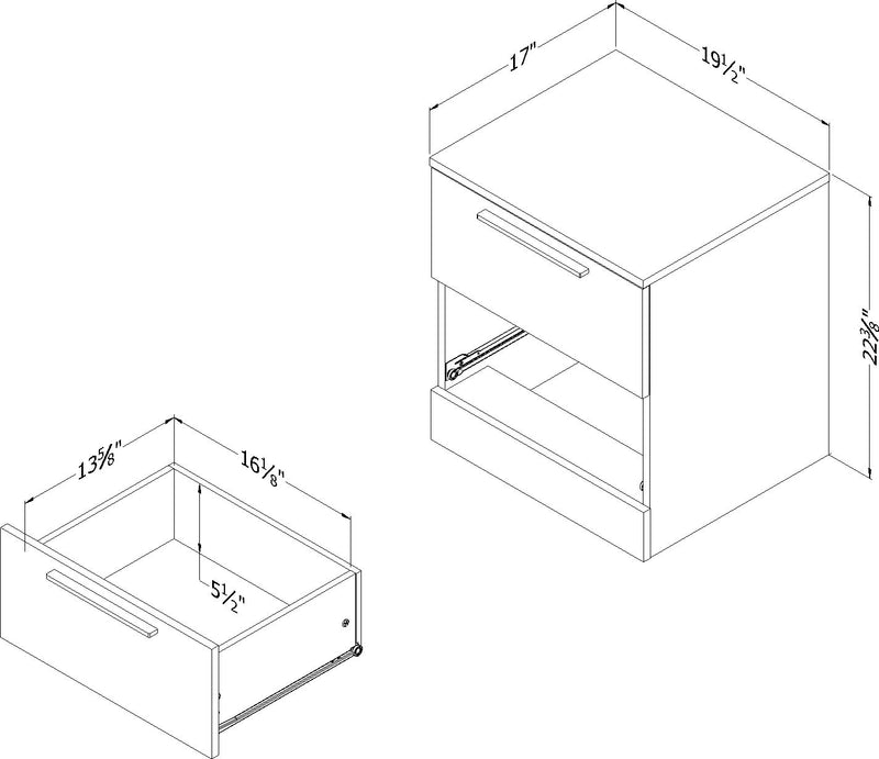 Step One Essential 2-drawer Nightstand - Winter Oak 