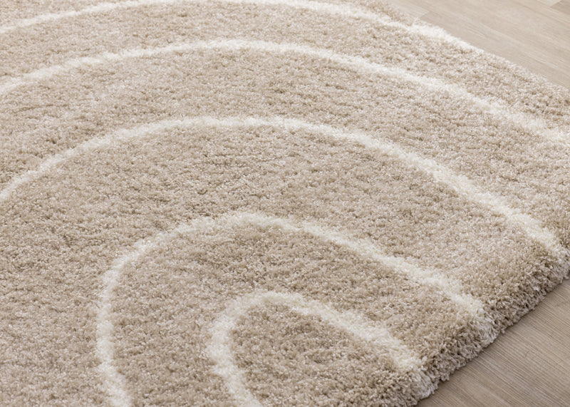 Fairmont Taupe Cream Curved Lines Rug, 7'10\" x 10'6\" Indoor Area Rug