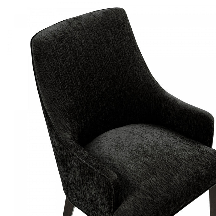 Beever Modern Chenille Wood Armchair in Black