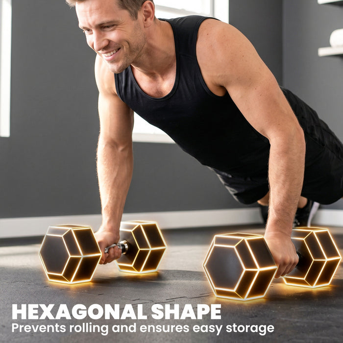 Soozier 2 x 35 lbs Rubber Hex Dumbbell, Weight Dumbbell Hand Weight Barbell for Body Fitness Training for Home Office Gym, Black