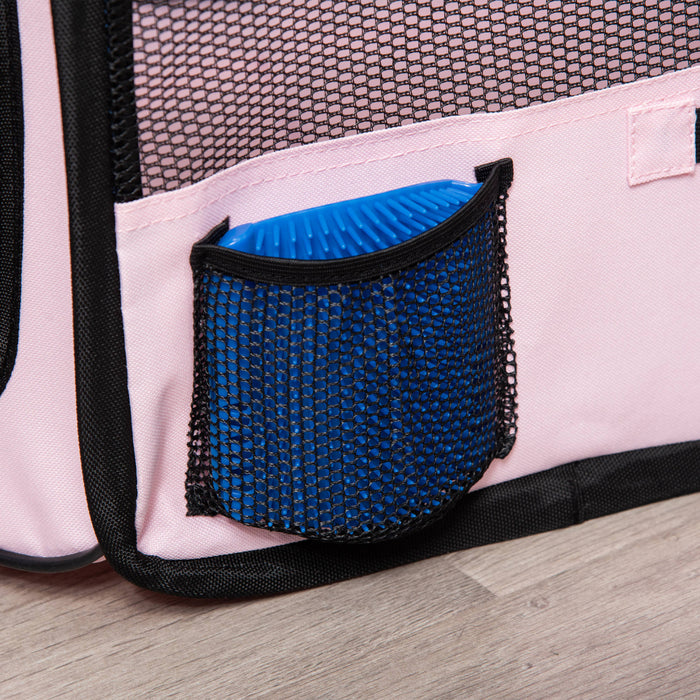 Pawhut 49-inch Large Exercise Puppy Pet Playpen Portable Dog Cat Pet Play Pen Pet Cage Tent Kennel Crate Pink Carry Bag Included