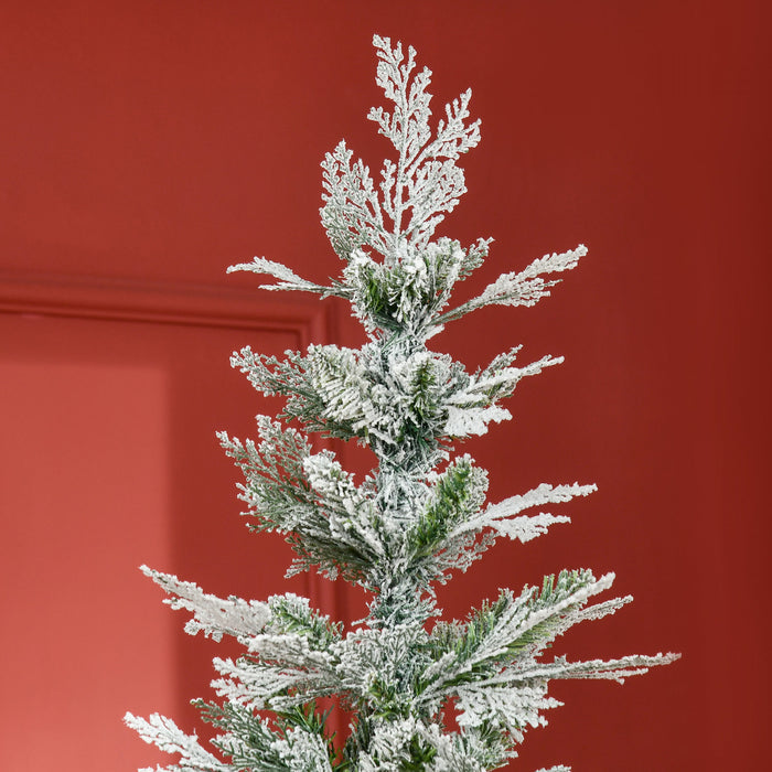 Homcom 7.5ft Snow Flocked Artificial Christmas Tree Cypress