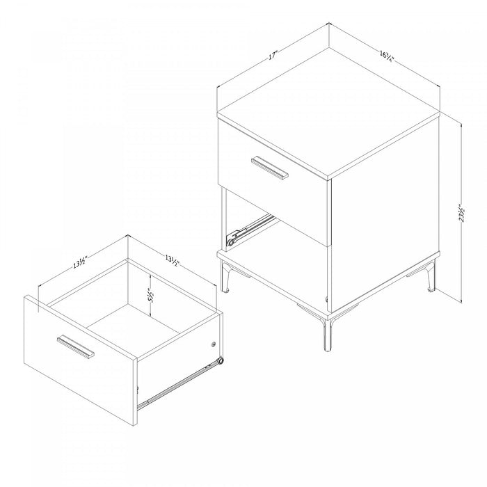 Musano 2-drawer Nightstand With Metal Legs - Gray Oak 