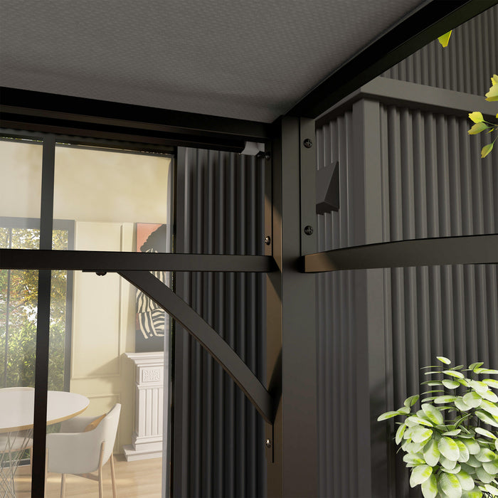 Outsunny 7' X 5' Bbq Grill Gazebo Tent With Steel Frame Hooks Grey