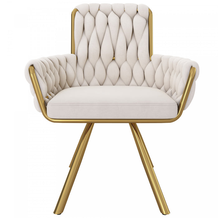 Timothy Velvet Swivel Dining Chairs with Tufted Upholstered and Metal Legs Set of 2, Glod