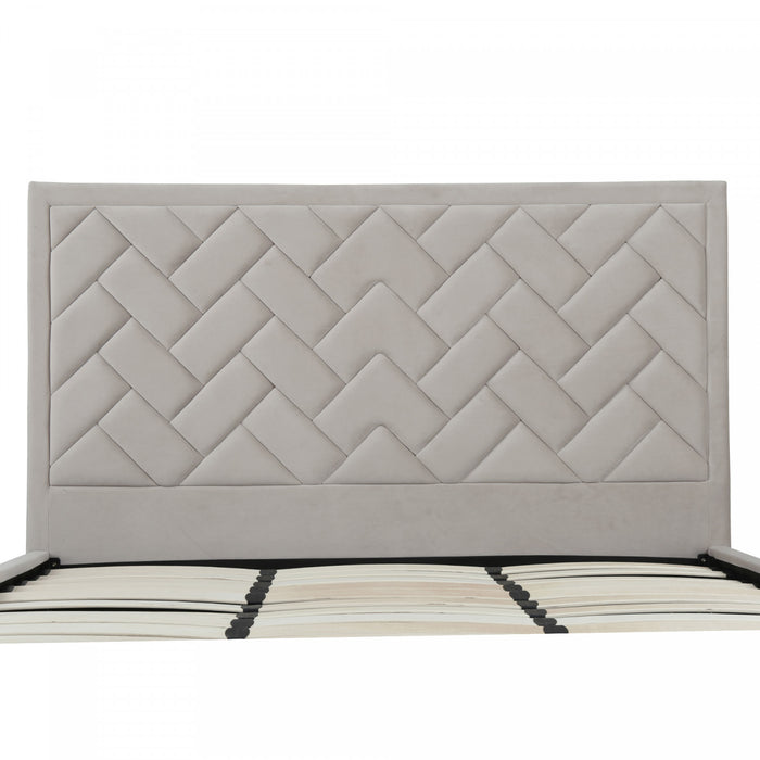 Crosby Modern Upholstered Velvet King Bed in Greige