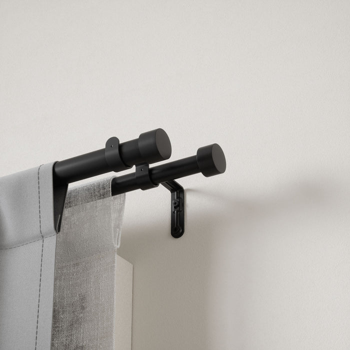 Umbra Cappa Brushed Black Expandable Double 1\" Curtain Rod - 36\"-66\" 