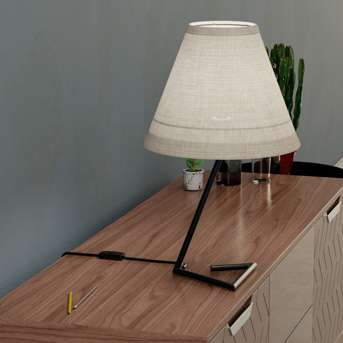 23\" Black Angular Base Table with Conical Shade