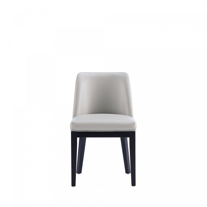 Gansevoort Modern Wood Vegan Leather Dining Chair in Light Gray - Set of 4