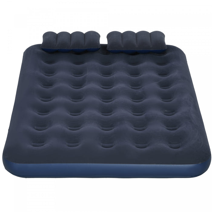 Outsunny Queen Air Mattress With 2 Pillows, Inflatable Double Air Bed, Blue