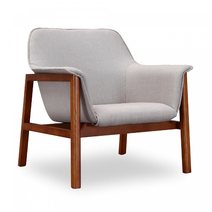 Miller Mid-Century Modern Linen Weave Accent Armchair in Gray - Set of 2