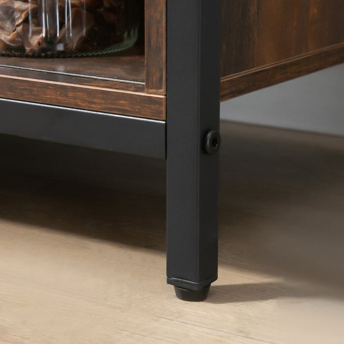 HOMCOM Industrial Buffet Cabinet Kitchen Sideboard with Sliding Barn Doors