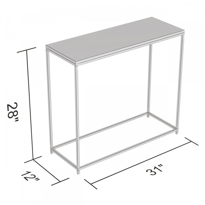 31” Modern Console Table - White With Black Metal