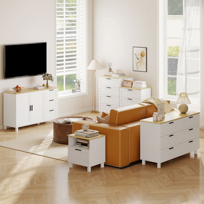 HOMCOM 47\" Buffet Cabinet with Soft-Close Doors, Modern Sideboard, White