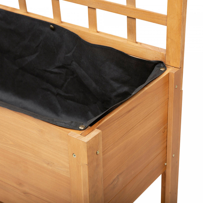 Outsunny Wooden Raised Garden Bed With Wheels And Brakes, Elevated Planter Box With Trellis And Shelves, For Growing Flowers, Vegetables, Herbs In Backyard, Garden, Patio, Balcony