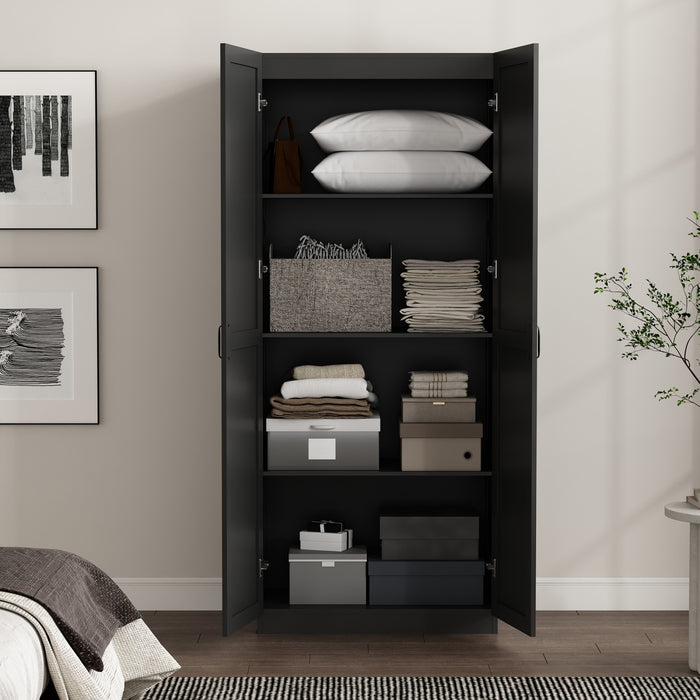Cornelia Modern 30\" Storage Cabinet in Black (4-Shelf)
