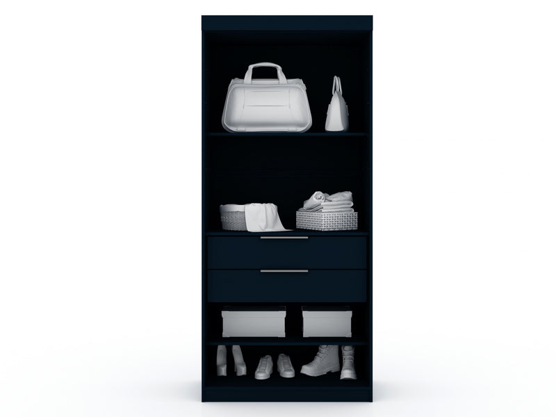 Mulberry Contemporary Modern 2-Piece Wardrobe Closet in Midnight Blue