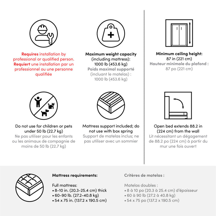 Bestar Key West Full Murphy Bed & Closet Organizers with Doors & Drawers (113 W) - Linen White Oak