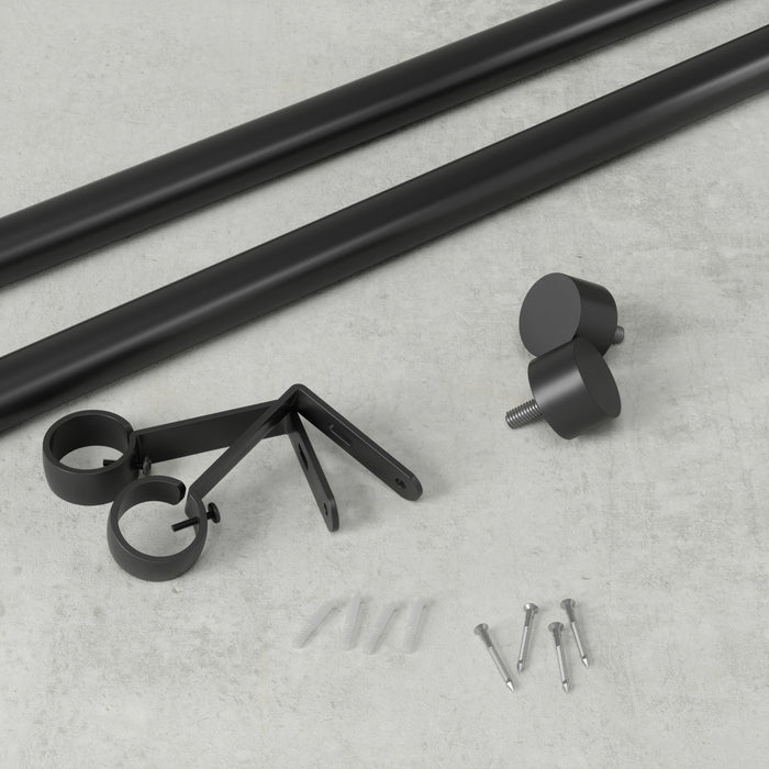 Umbra Cappa Matte Black Expandable 1\" Curtain Rod - 120\"-180\" 